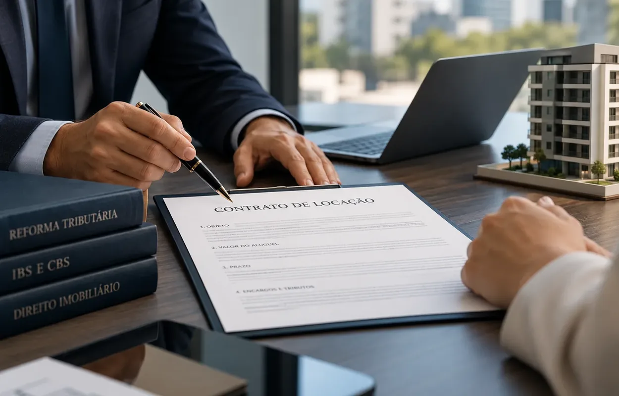 Documentos de contrato imobiliário examinados em reunião profissional